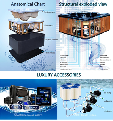 3KW Riscaldatore Piscina All'aperto Vasca Spa Vasca Idromassaggio A Immersione Fredda Acrilico Per Piscina Jacuzzi
