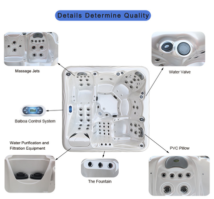 Spa esterno di marmo bianco 1300L vasca idromassaggio acrilica vasche idromassaggio sistema Balboa