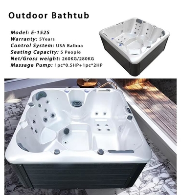 Vasca da bagno esterna di lusso per 5 persone con vasca idromassaggio vasche da bagno acriliche con altoparlante Bluetooth