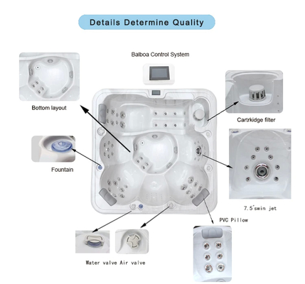 Spa idroterapico Marmo Bianco Oceano Ondata Blu 6 persone vasca idromassaggio 950L Capacità d'acqua